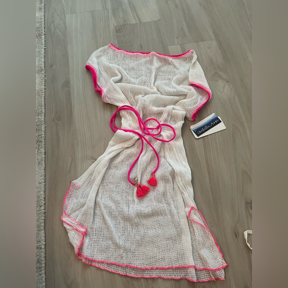 White and Pink Swim Coverup by Isabella Rose NWT!